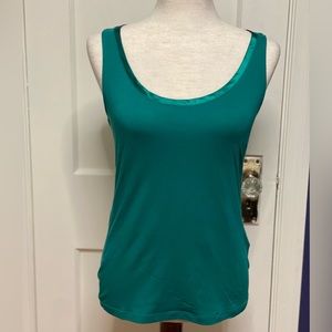 Banana Republic green tank top, small, luxe touch detail